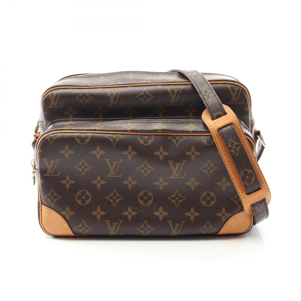 Louis Vuitton Nile Shoulder Bag Canvas Leather Monogram Brown